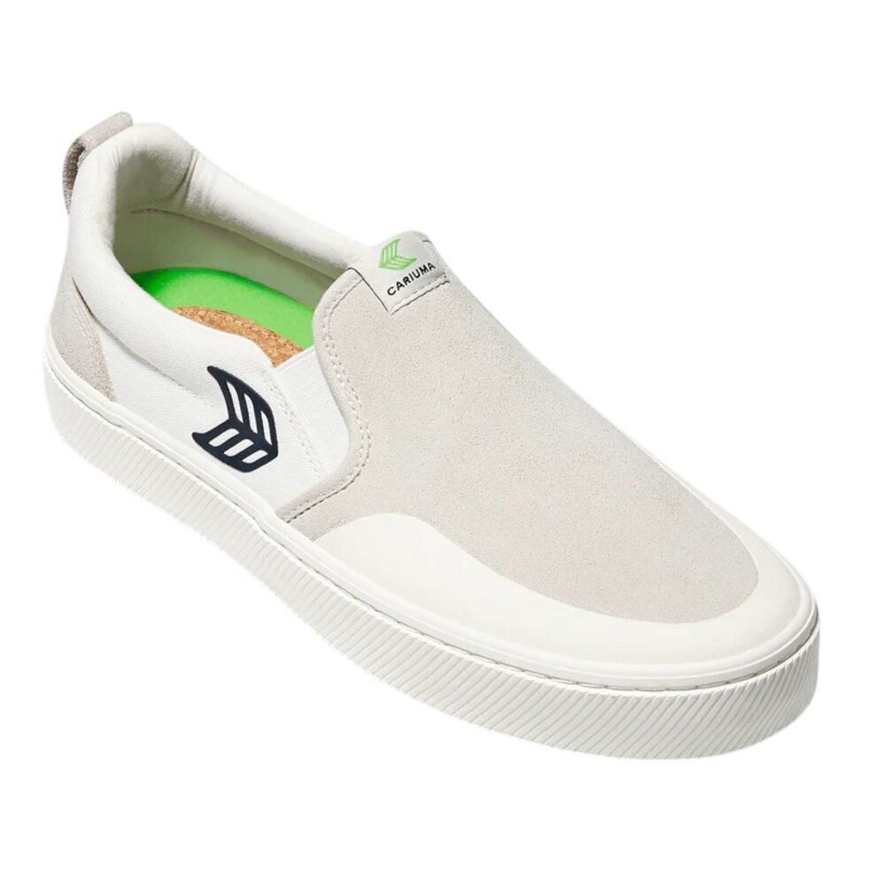 Cariuma Womens Slip-On Skate Pro Low Sneakers US 8 White Canvas Suede NIB